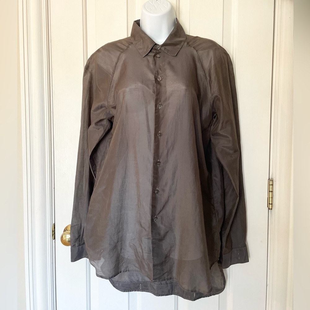 Ann Demeulemeester Silk/Cotton Multi Button Semi Sheer Blouse Size M